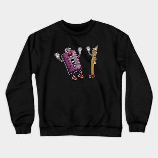 Cassete Tape and Pencil - Vintage and Retro Meme 80s Crewneck Sweatshirt